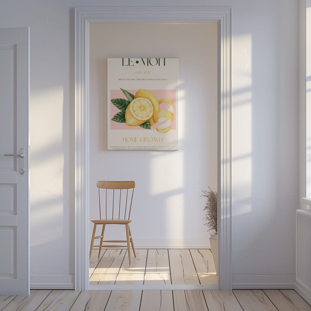 Vintage Style Sliced Lemon With Leaves | Canvas