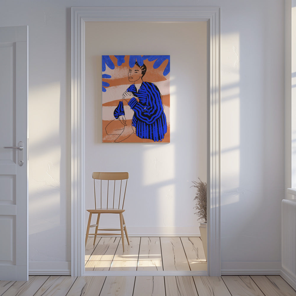 Blau gestreifte Träume | Leinwand