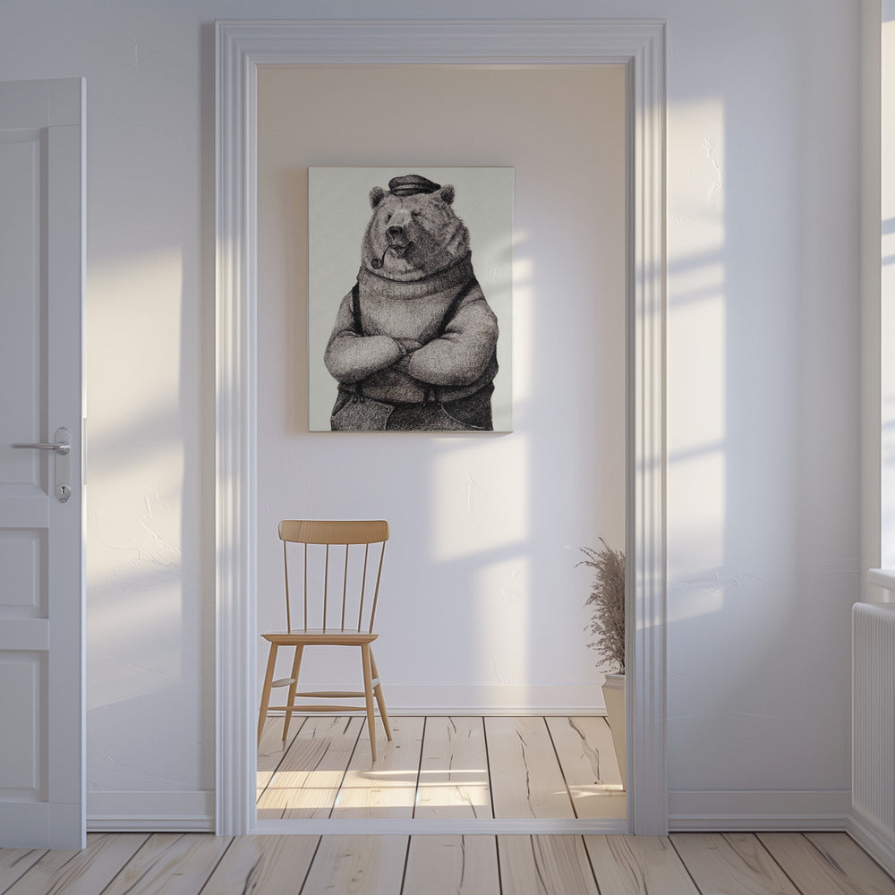 Bär im Vintage-Outfit | Leinwand