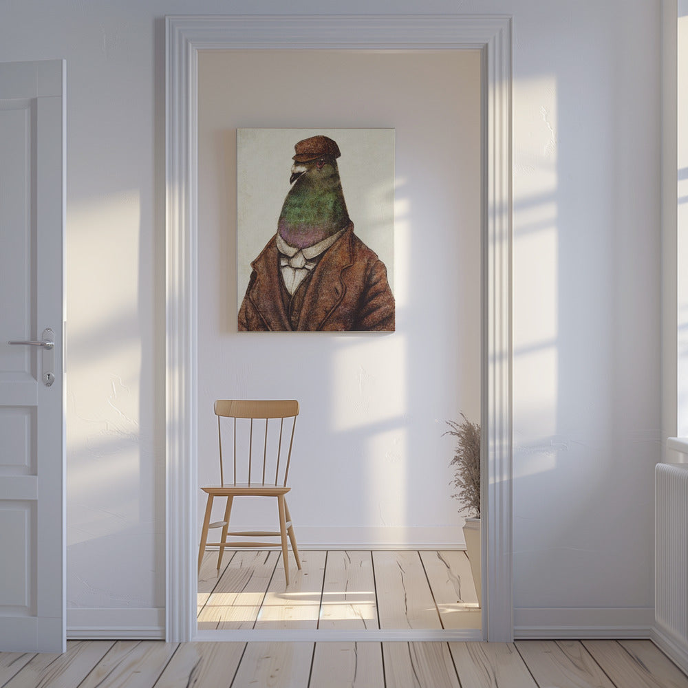 Taube in Vintage-Kleidung | Leinwand