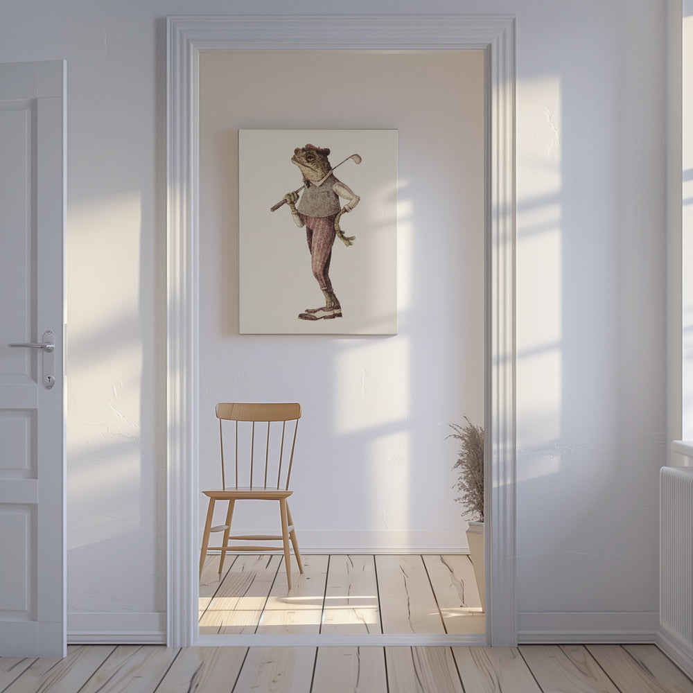 Frog In Vintage Golf Attire | Canvas