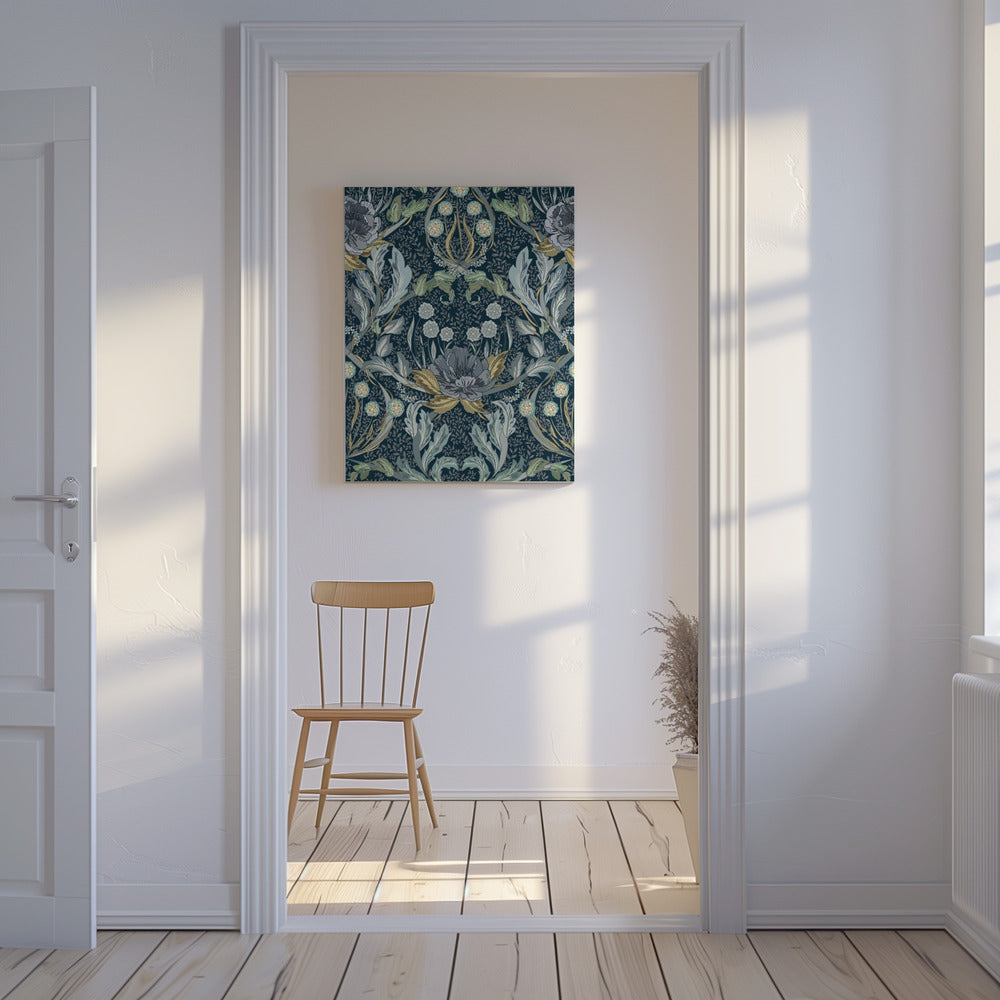 Floral Heritage Morris Moonshine Blaues Muster | Leinwand