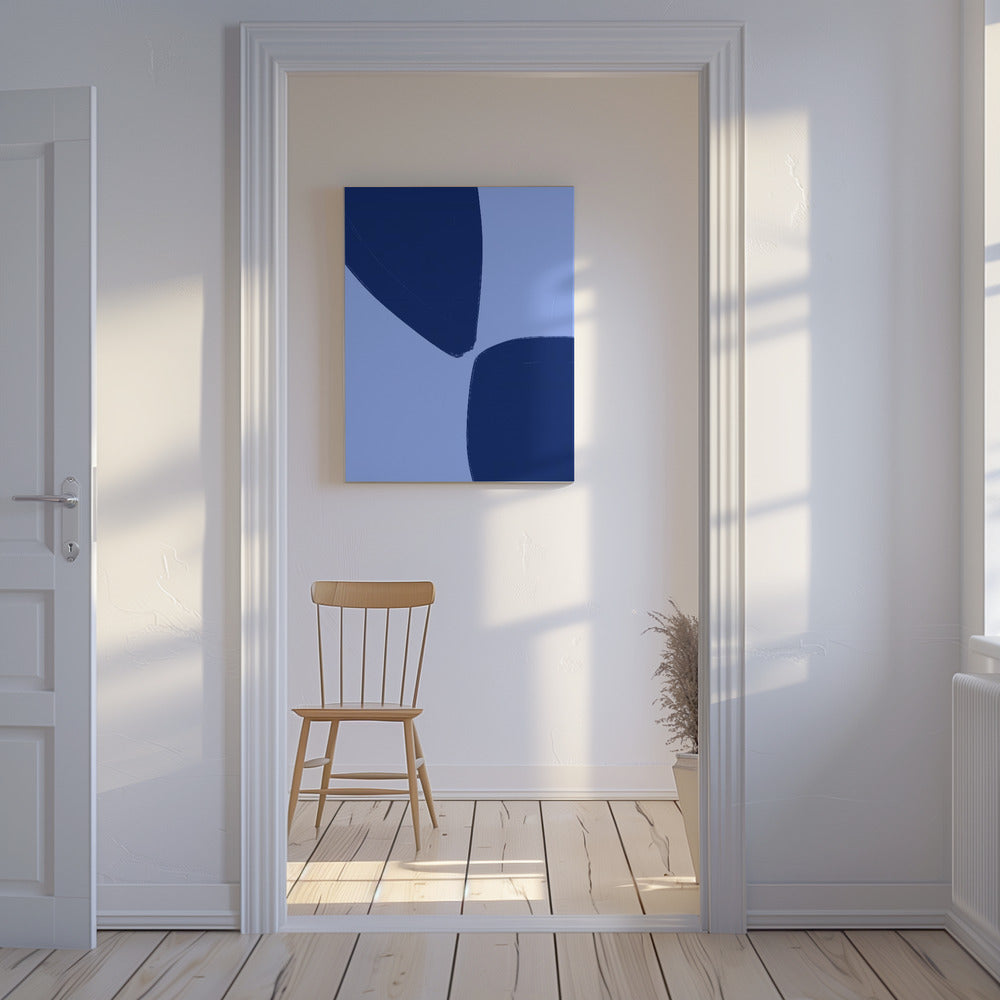 Blaue Blütenblattformen | Leinwand