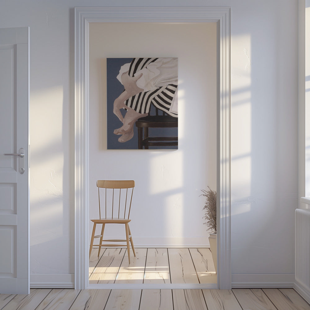 Auf einem Stuhl sitzende Figur | Leinwand
