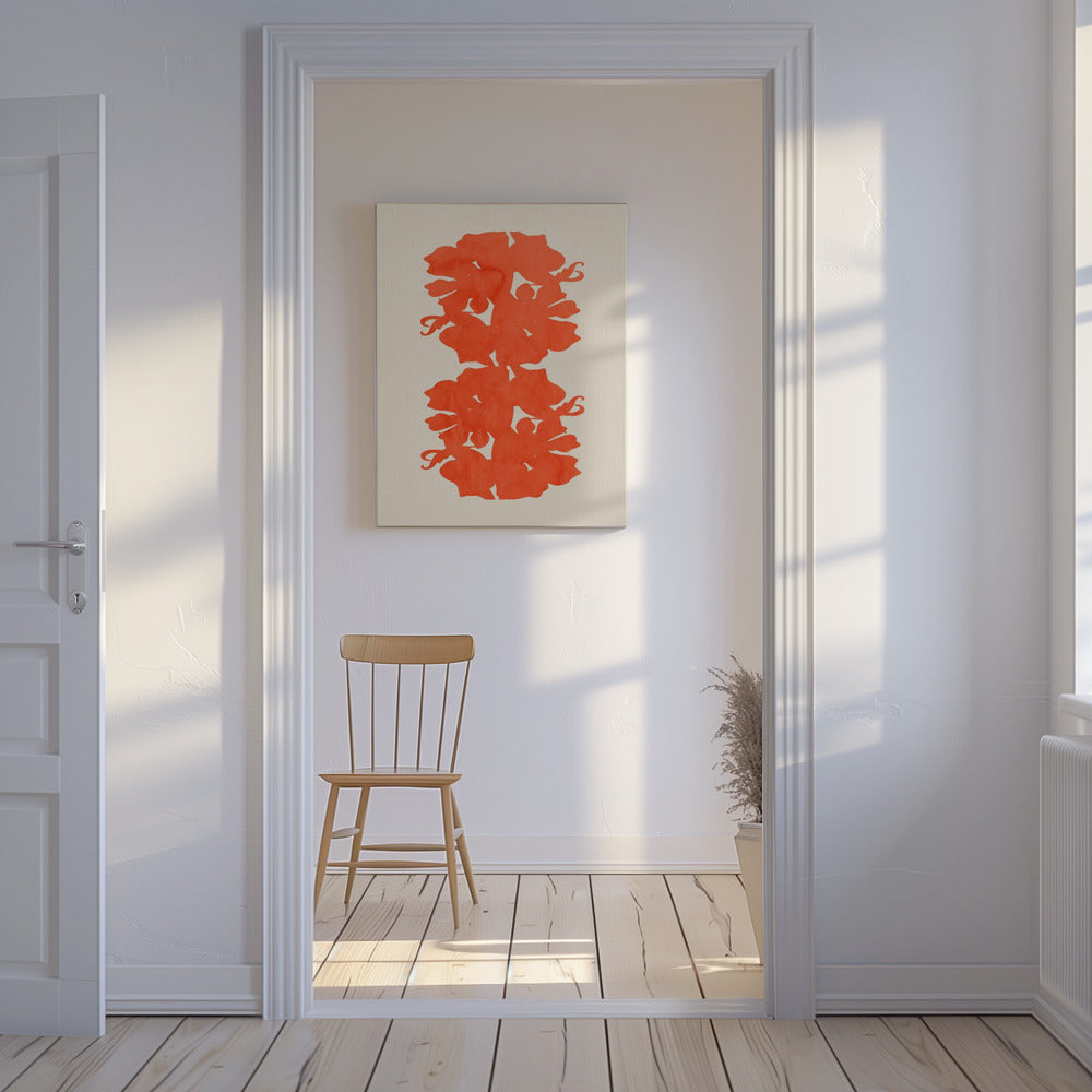 Orange Blumensilhouetten | Leinwand