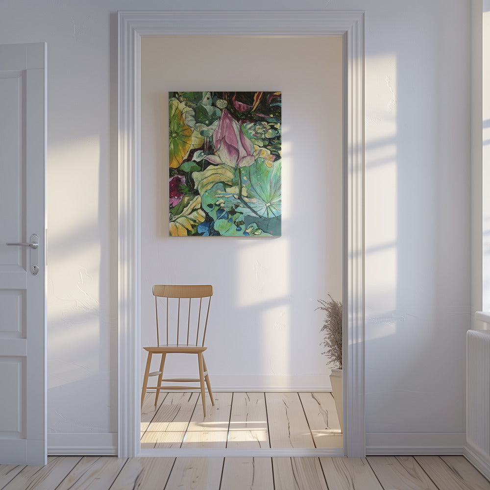 Üppiger Lotusteich | Leinwand