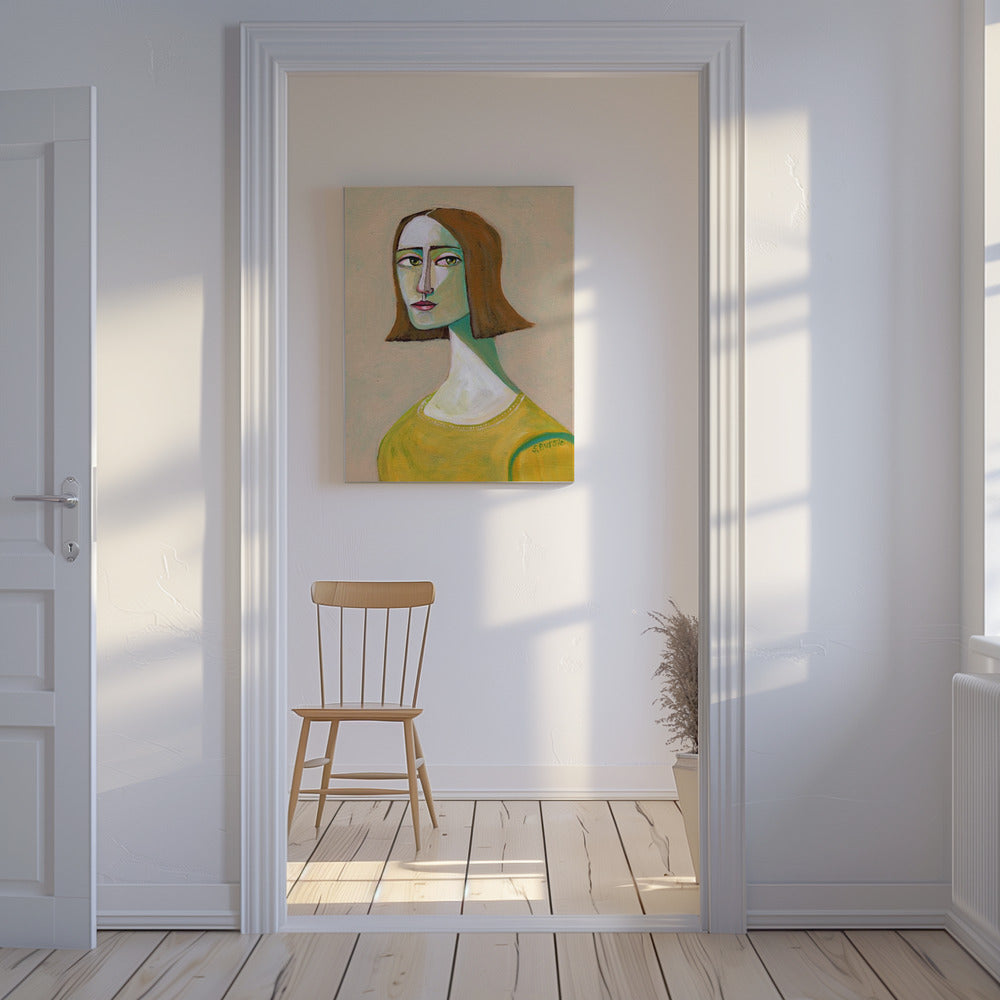 Brünette Dame mit dem Look | Leinwand