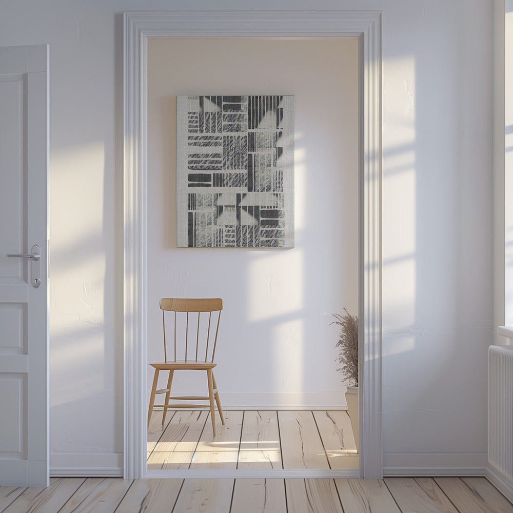 Geometrische Muster mit strukturierten monochromen Linien | Leinwand