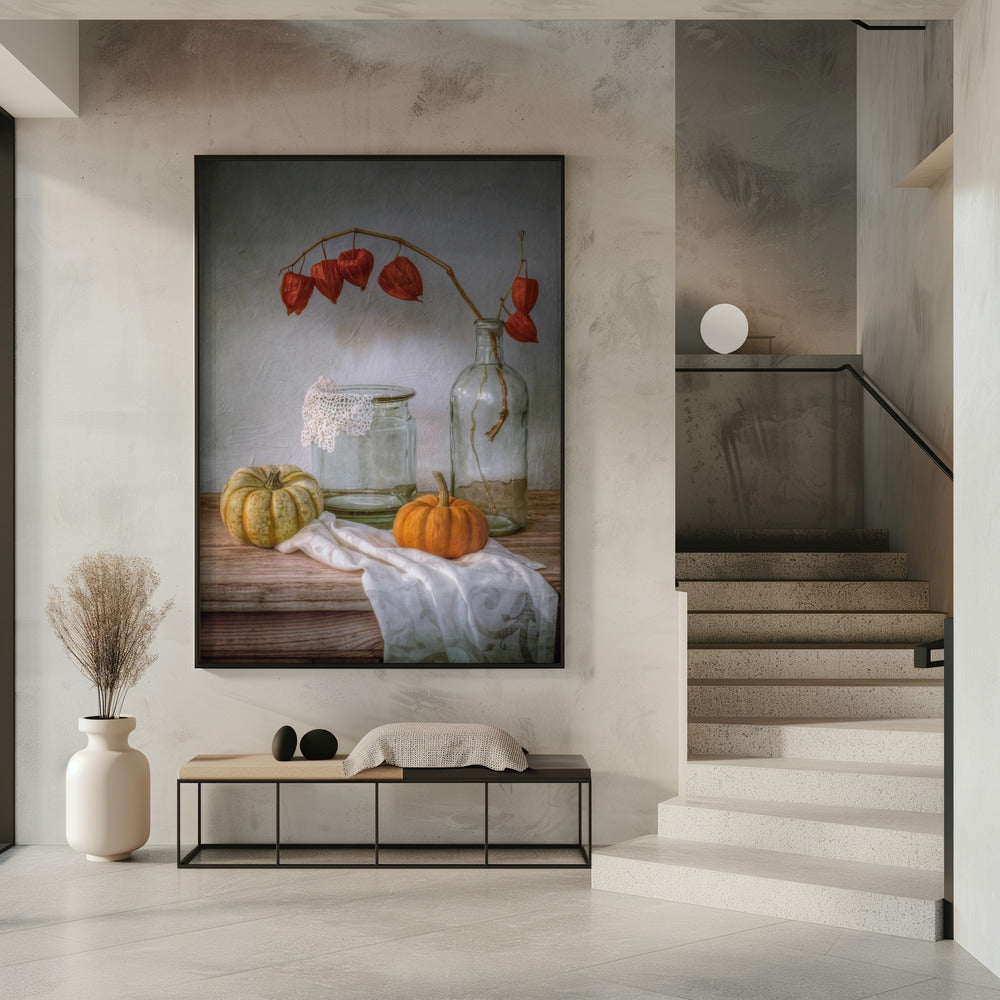 Stillleben mit Physalis und Kürbis | Poster