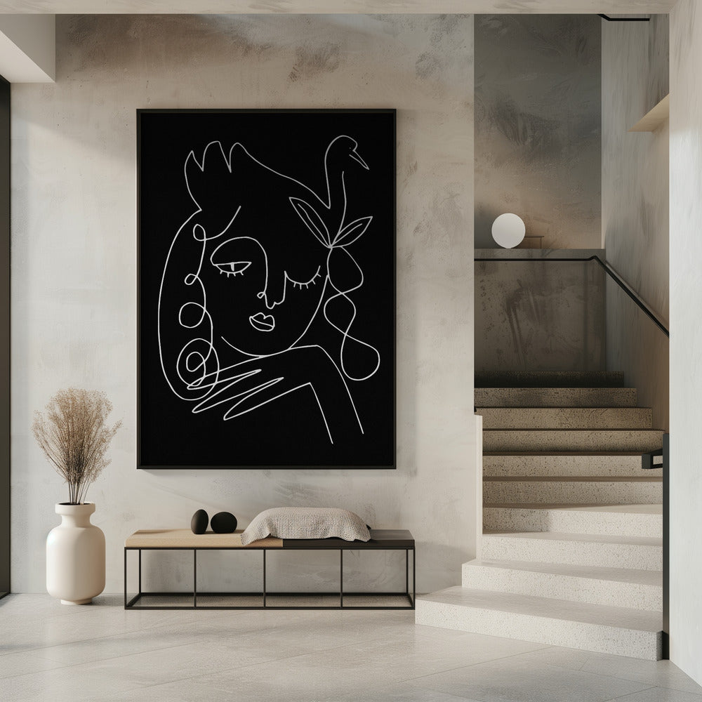 lineart_swan_black_vector_005 | Poster