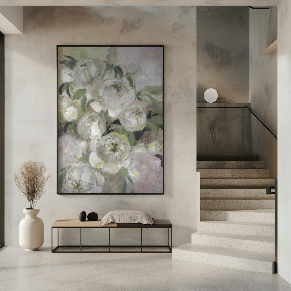 Sady painterly florals in green | Poster