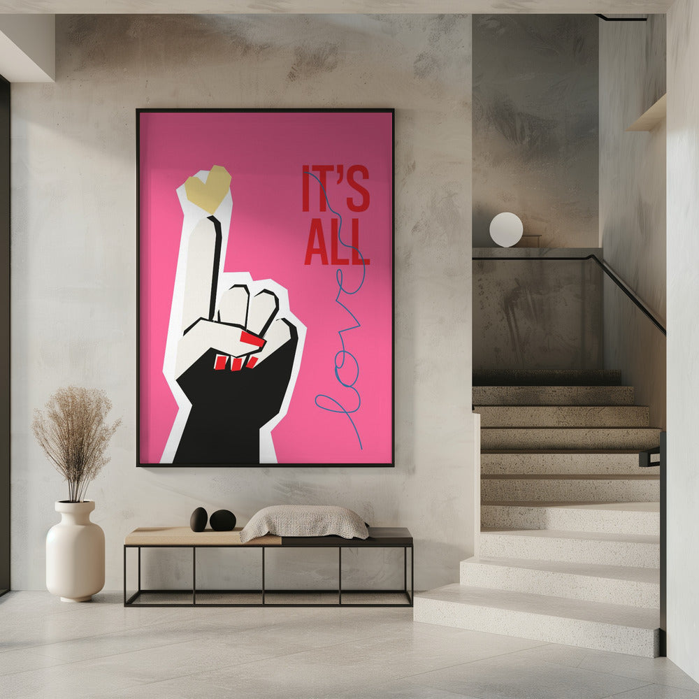 Es ist alles Liebe Hand Pink | Poster
