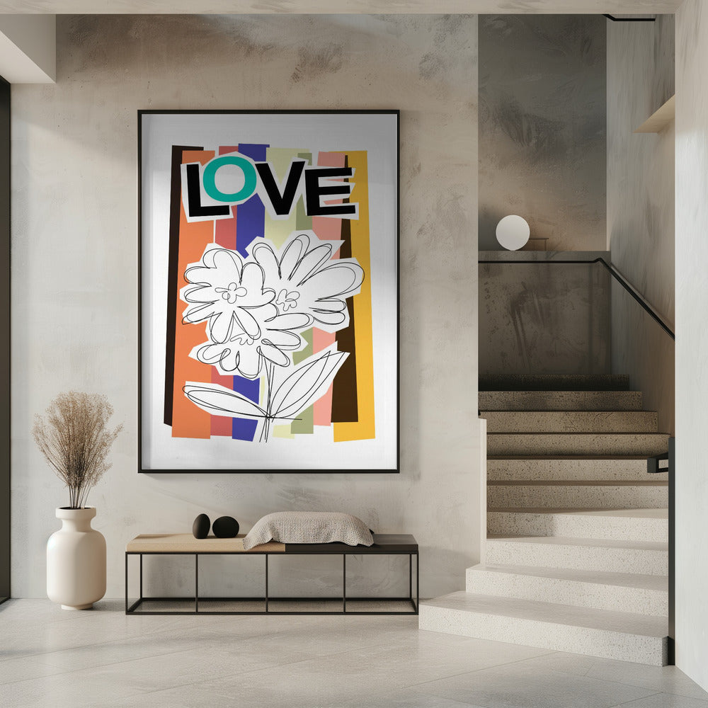 Verblasste Kritzelblume | Poster