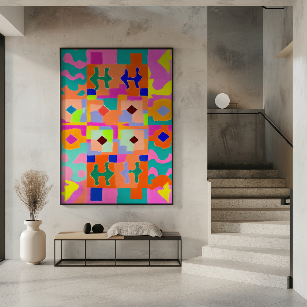 Lebendiger geometrischer Wandteppich | Poster