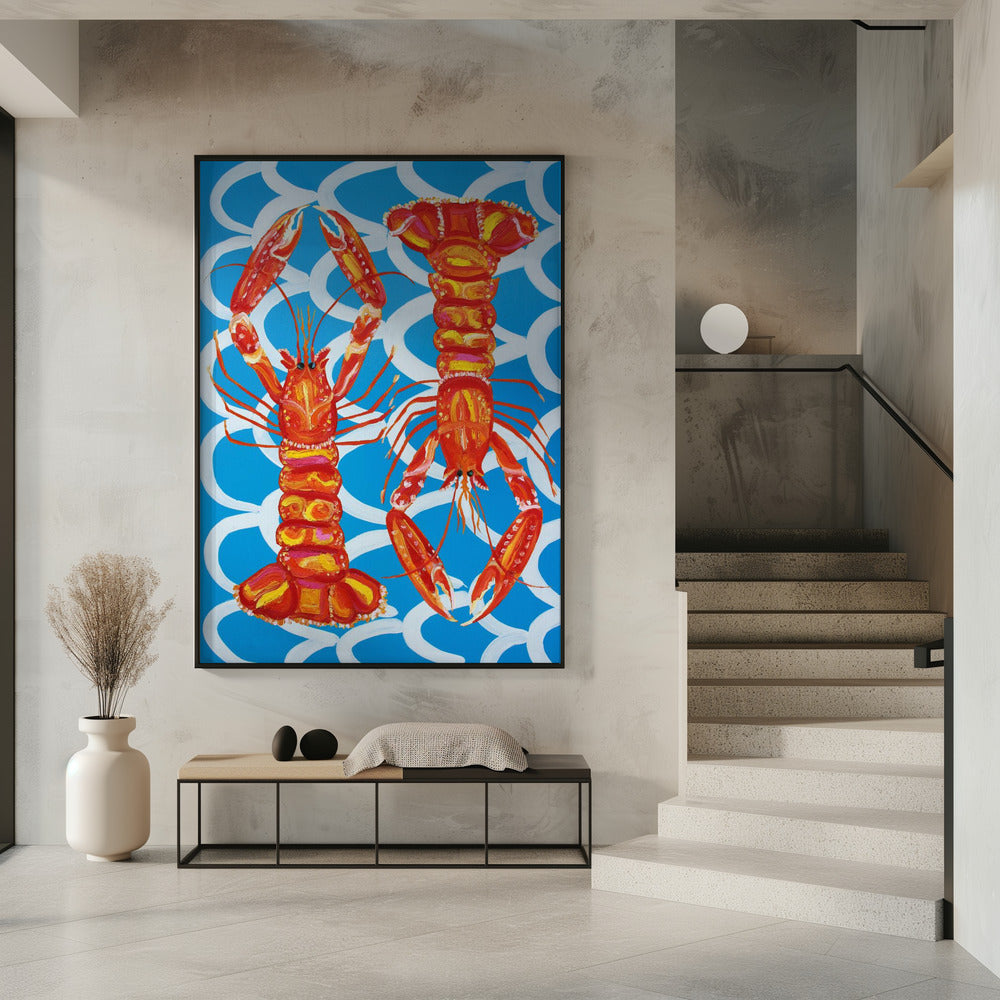 Langustinen auf Blau | Poster