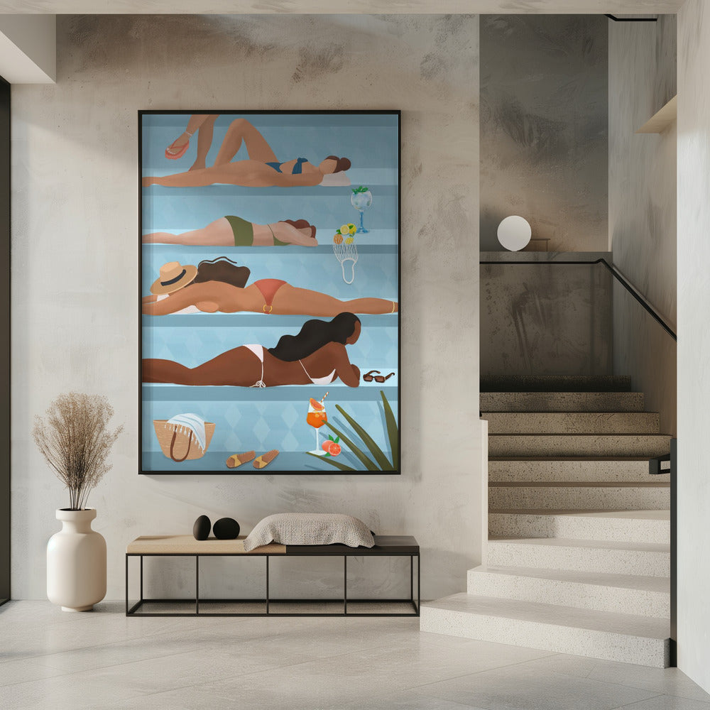 Damen am Pool | Poster