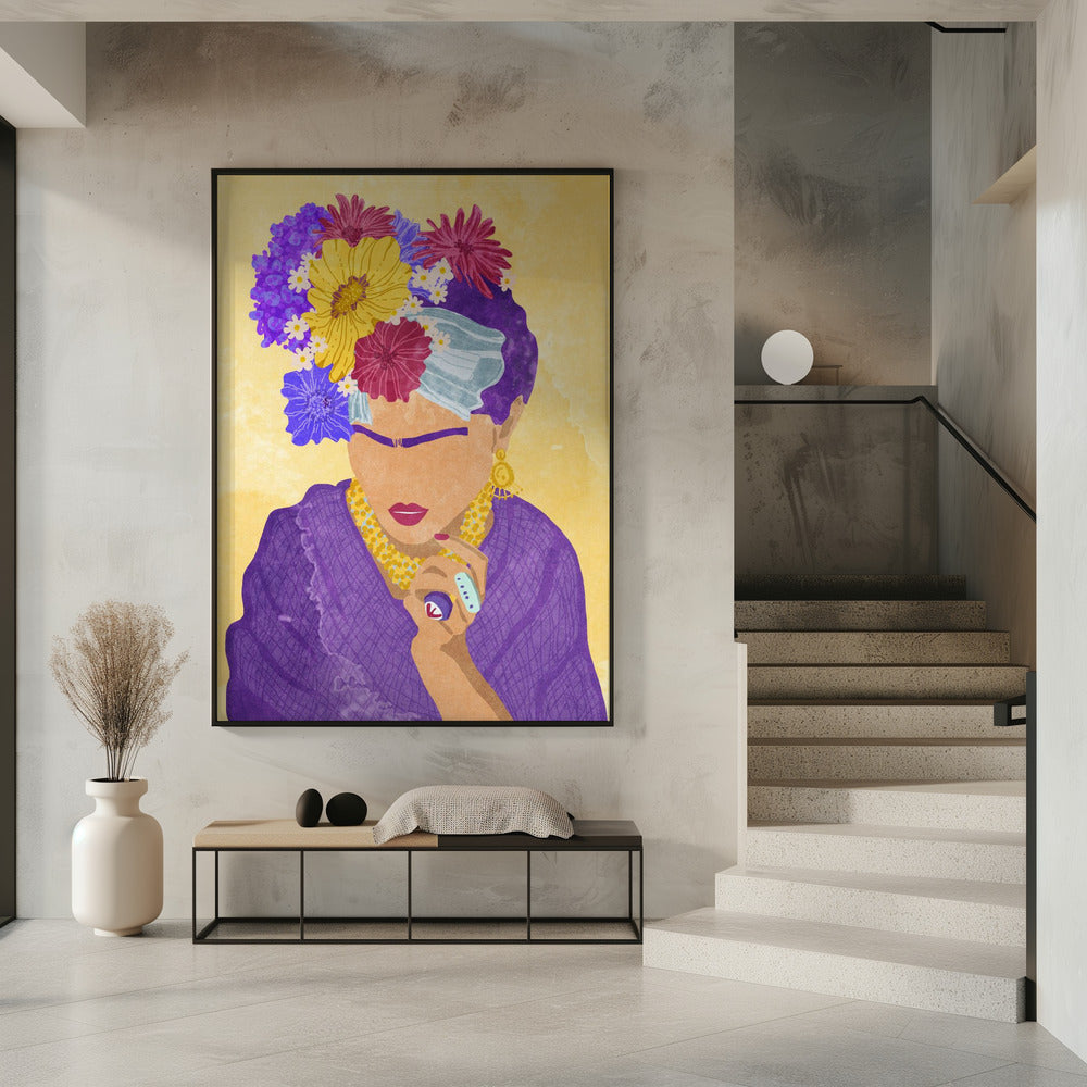 Frida und Blumen | Poster
