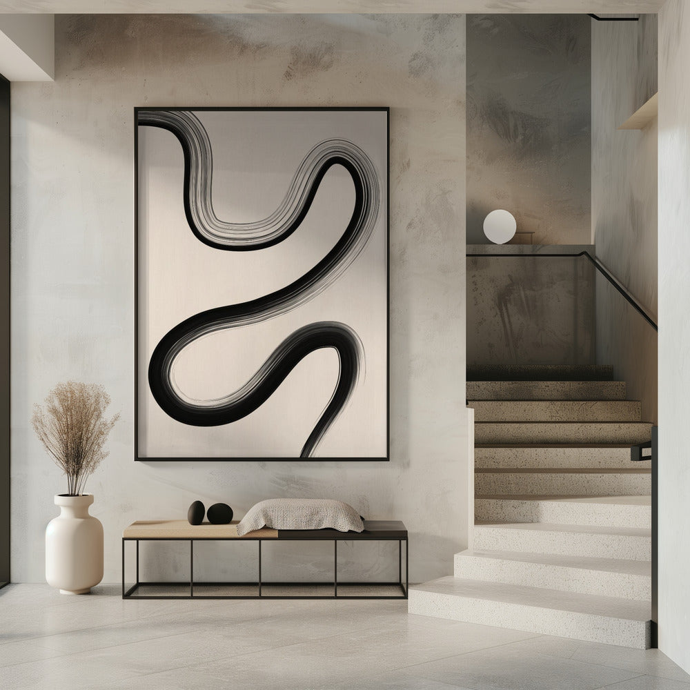 Schwarze Pinselstrichkunst | Poster