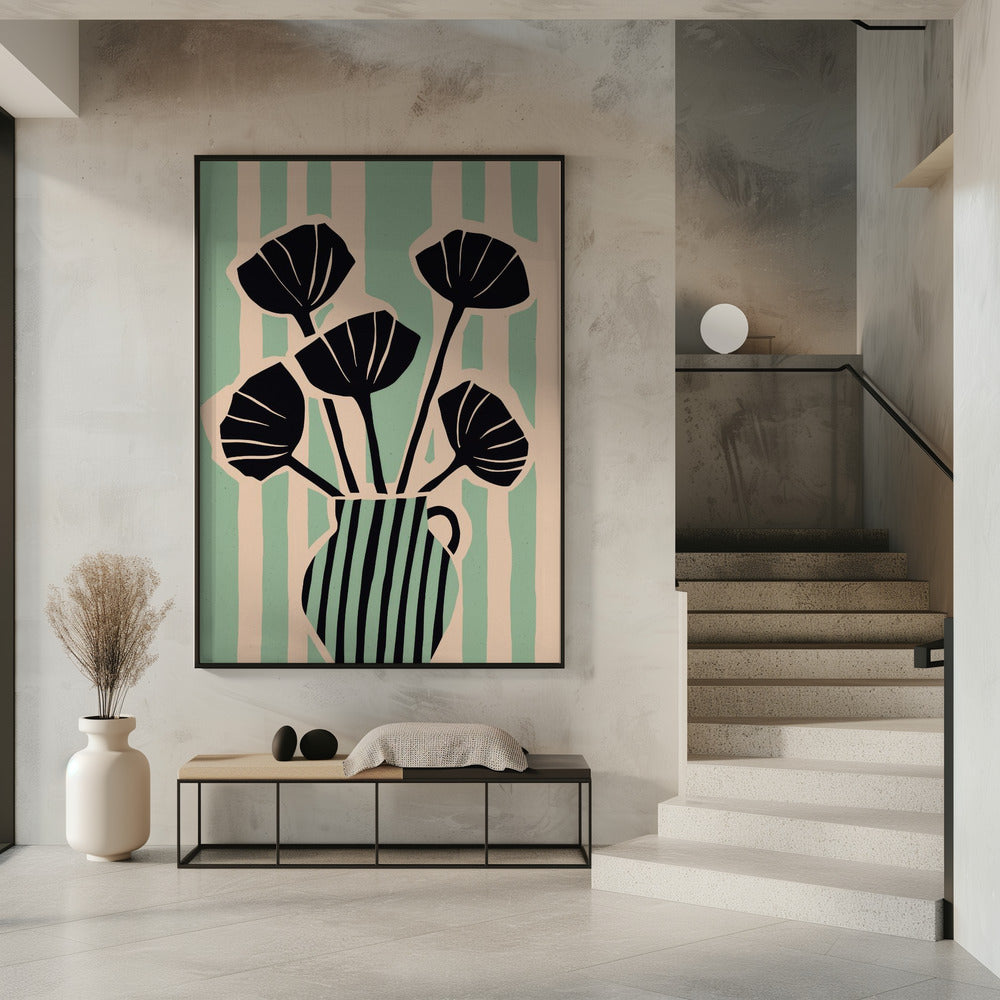 Gestreifte Blütenvase | Poster