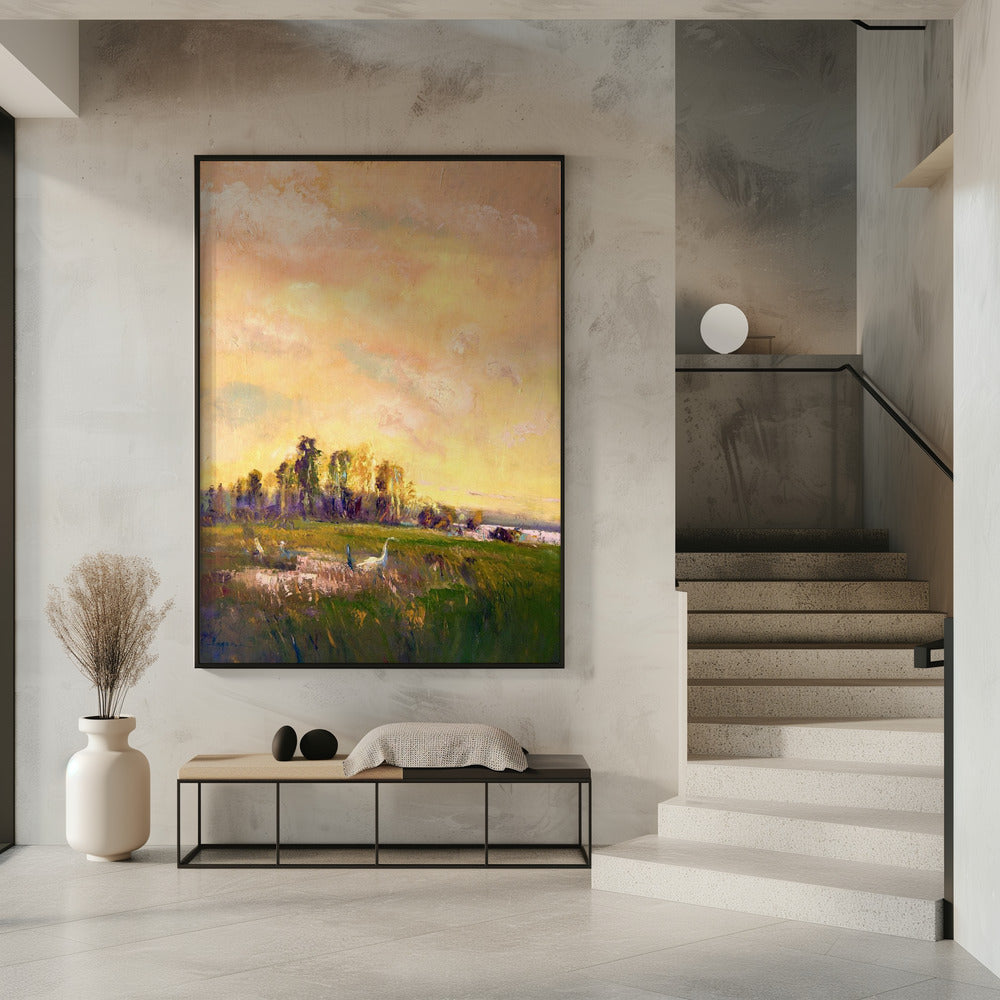 Sonnenbeschienene Wiesenlandschaft | Poster