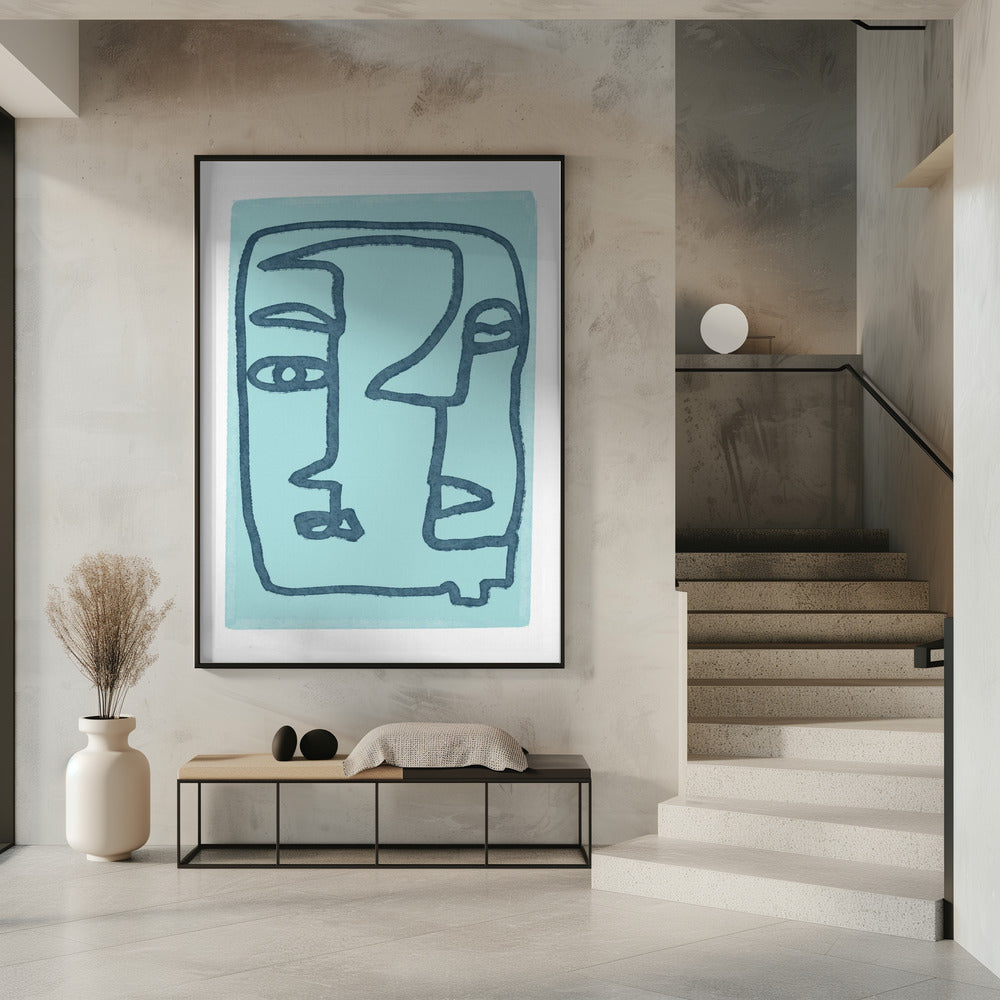 Blaue abstrakte Gesichter | Poster