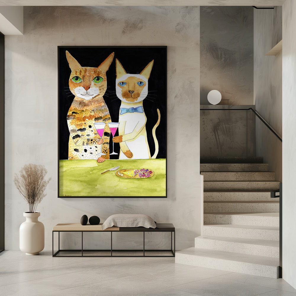 Katzen trinken beste Freunde | Poster