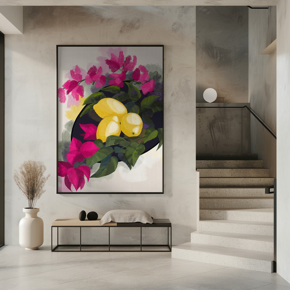 Bougainvillea und Zitronen | Poster