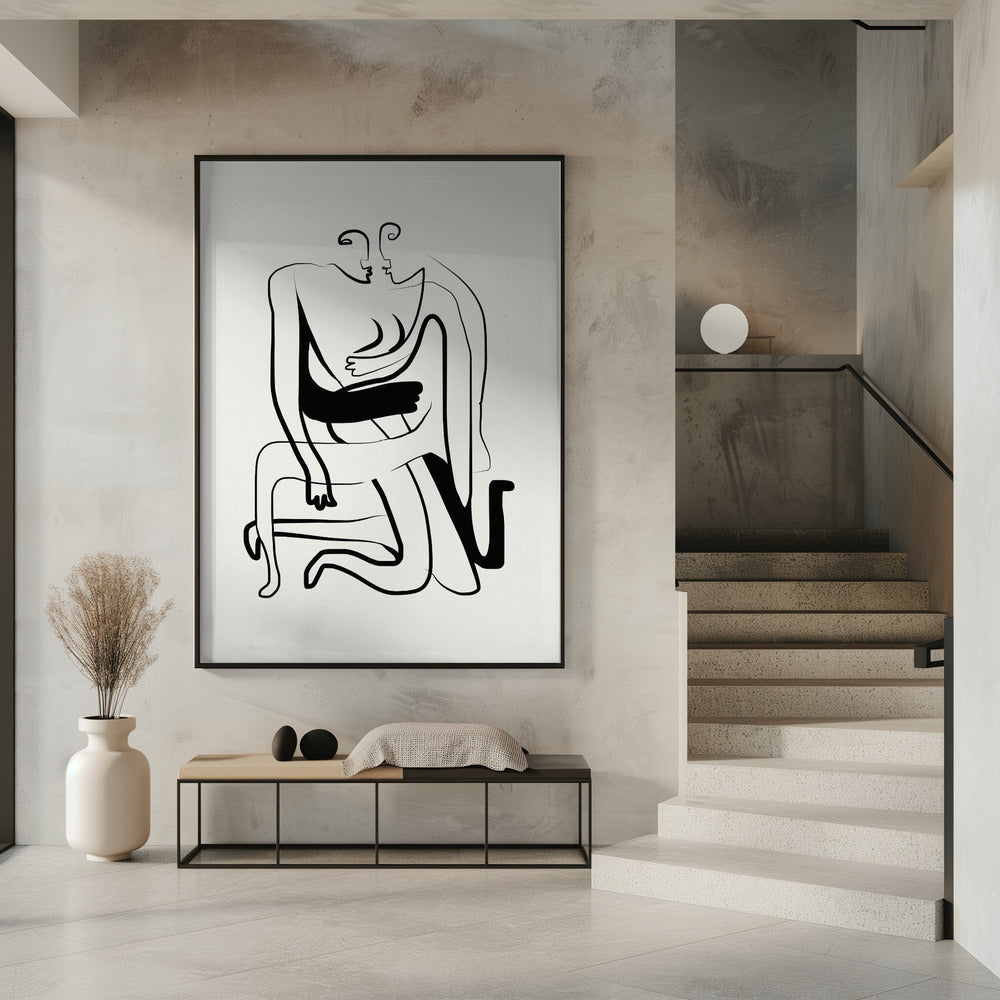 Umarmungen und Küsse Line Art | Poster