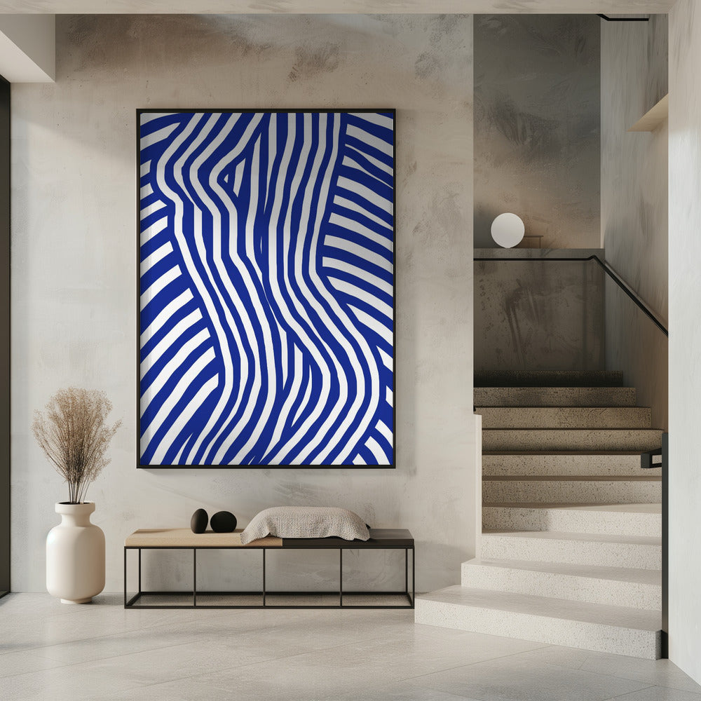 Blau-weiß gestreifter Akt | Poster