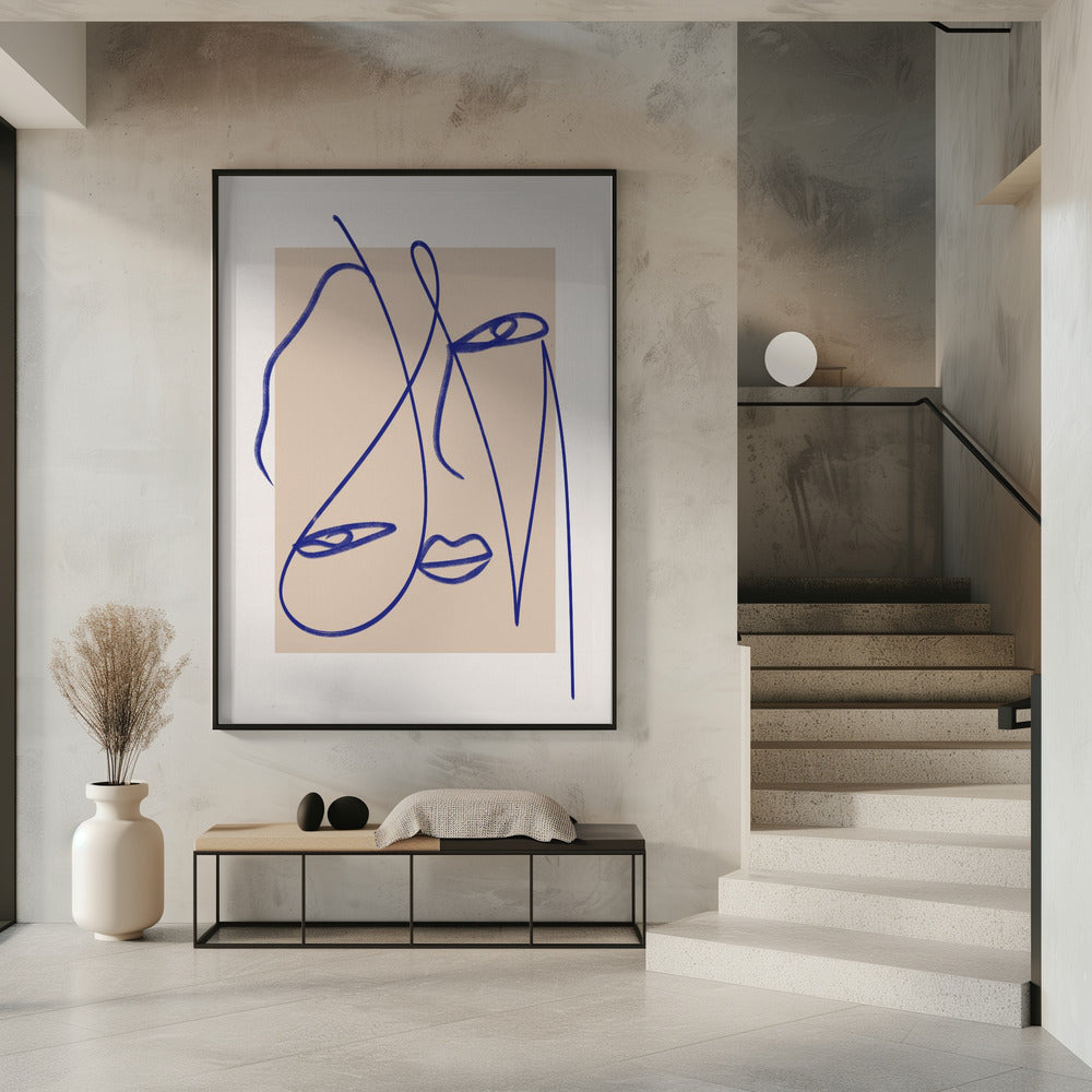 Abstrakte blaue Linienkunst | Poster