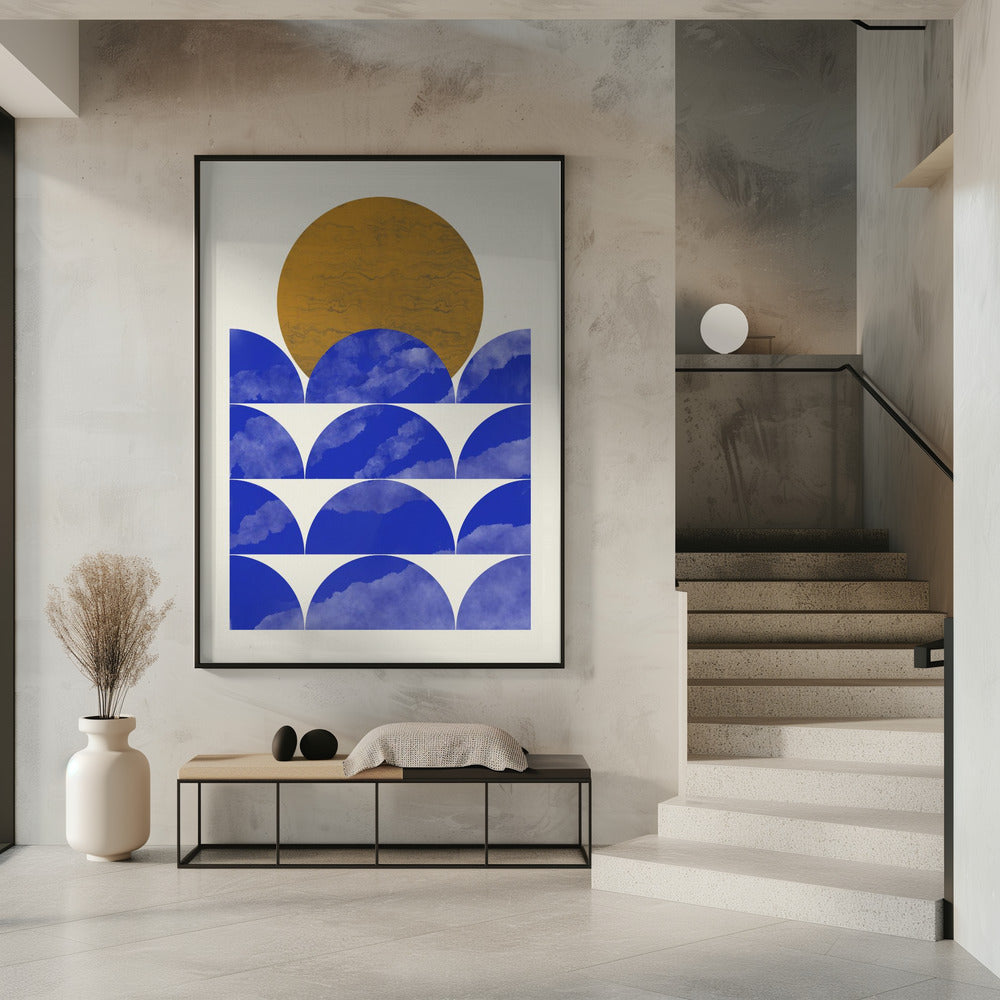 Geometrische Sonnenuntergangskomposition | Poster