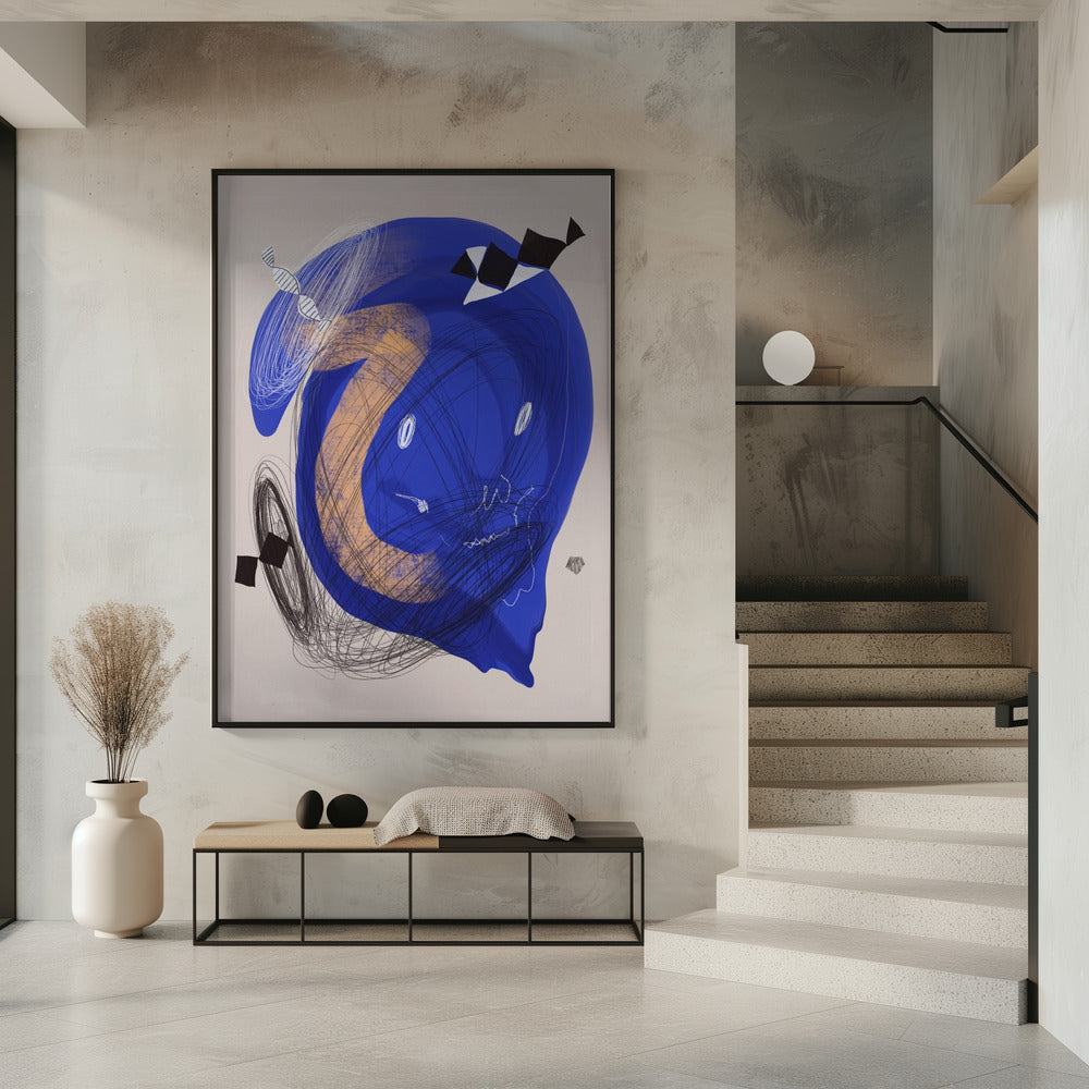 Chaotischer blauer Wirbel | Poster