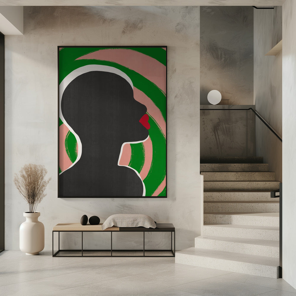 Anonymes Porträt in grüner Spirale | Poster