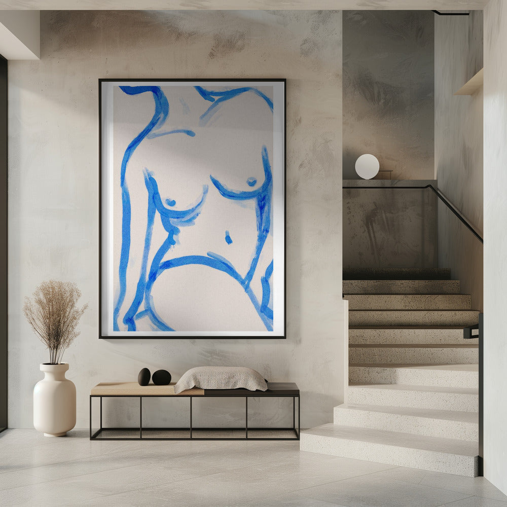 Blaue Kontur Akt | Poster