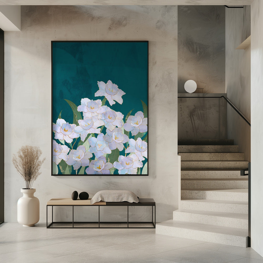 Narzissenblüten Türkis | Poster