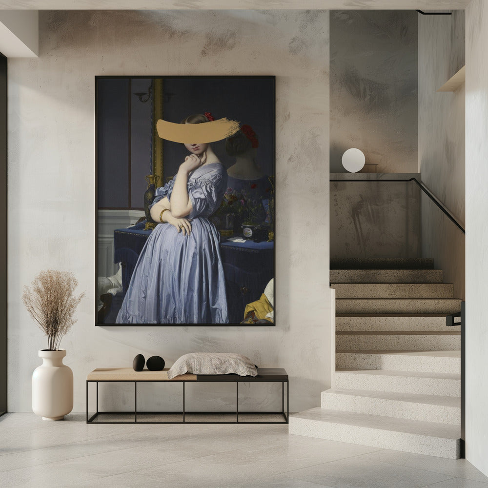 Klassisches Ölgemälde und gelber Spritzer | Poster