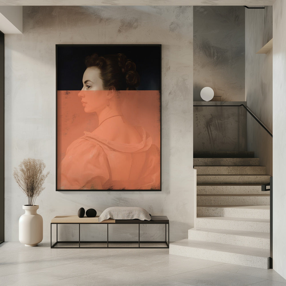 Verändertes Frauenporträt Orange Moderne Kunst | Poster