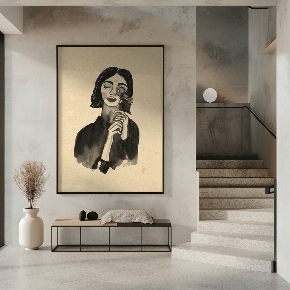 Mädchen mit Blume | Poster