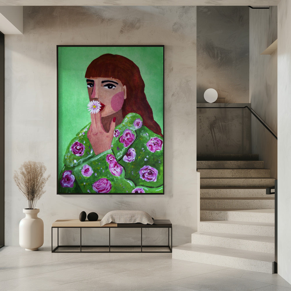 Frau raucht eine Blume | Poster