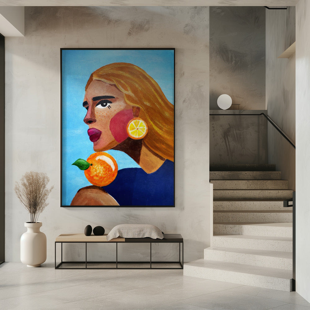 Frau mit Orange | Poster