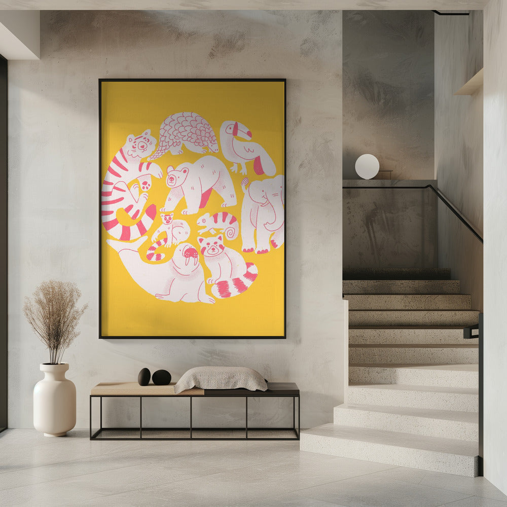 Gelbe Tiercollage | Poster