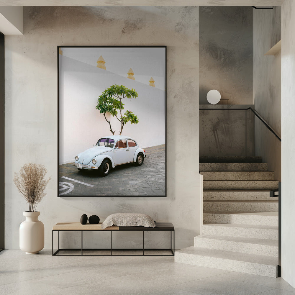 Pastellfarbener Volkswagen Käfer in den Straßen von Oaxaca, Mexiko | Poster