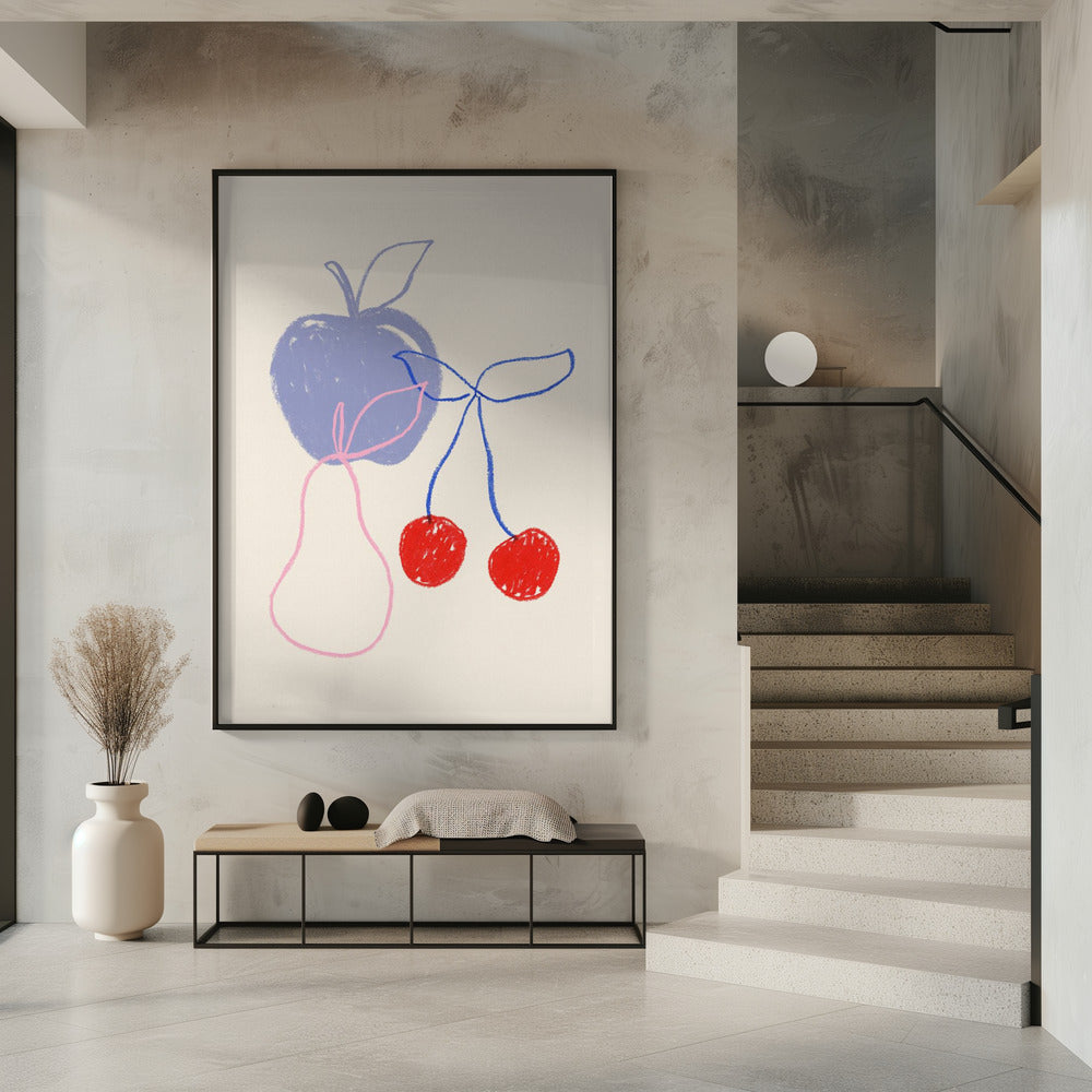 Apfel, Kirsche und Birne | Poster