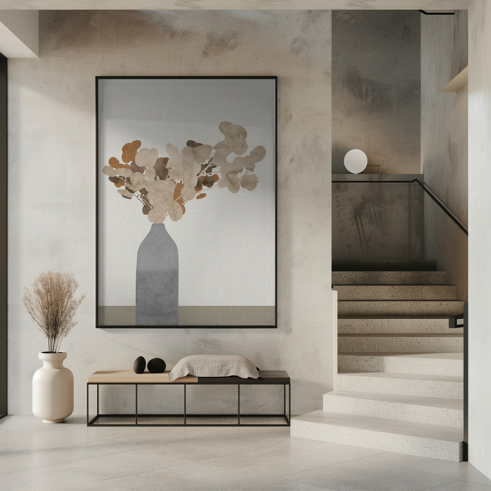 Rostbraune Trockenblumen in einer Vase auf dem Tisch 1 Jpg | Poster