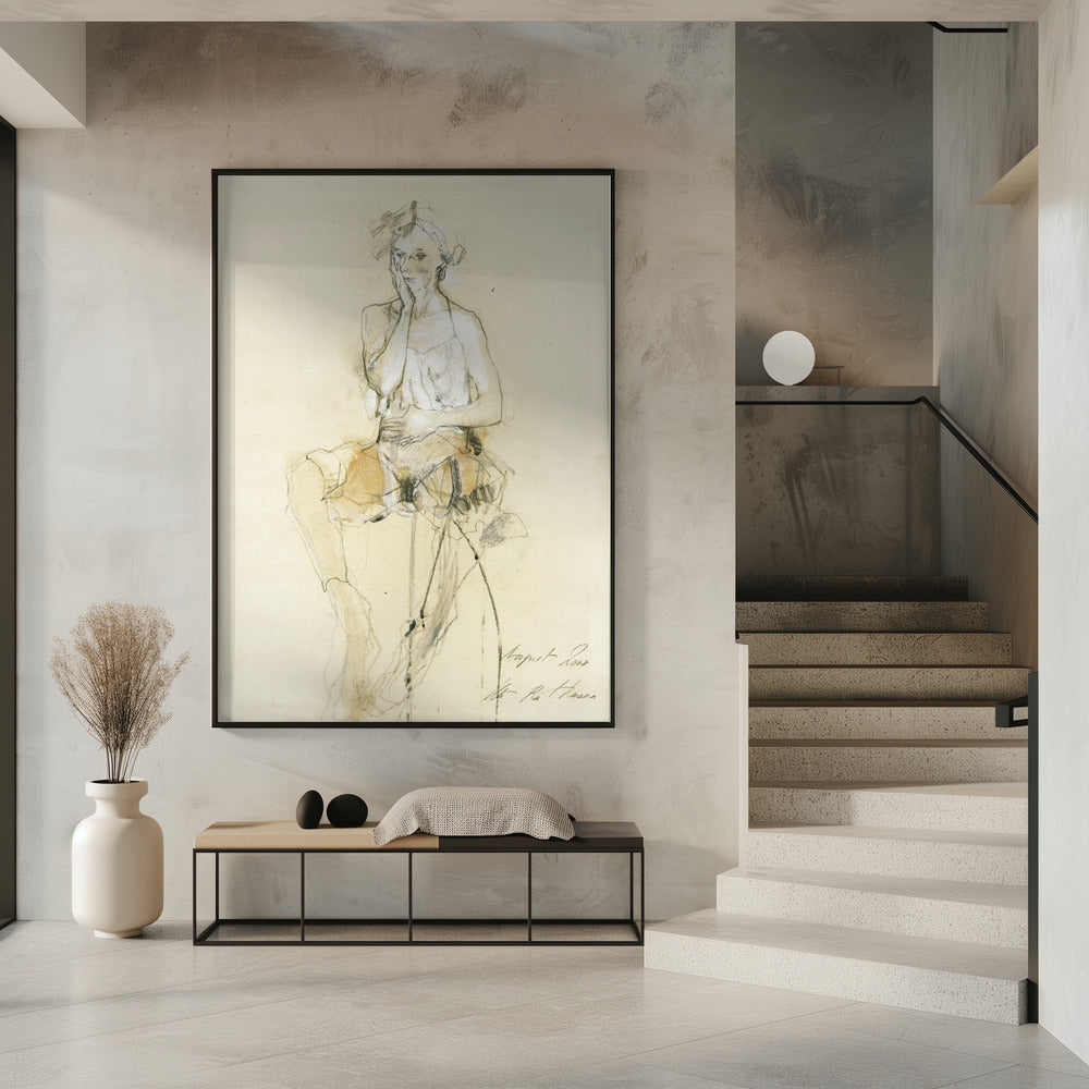Sitzende Figur in nachdenklicher Pose | Poster