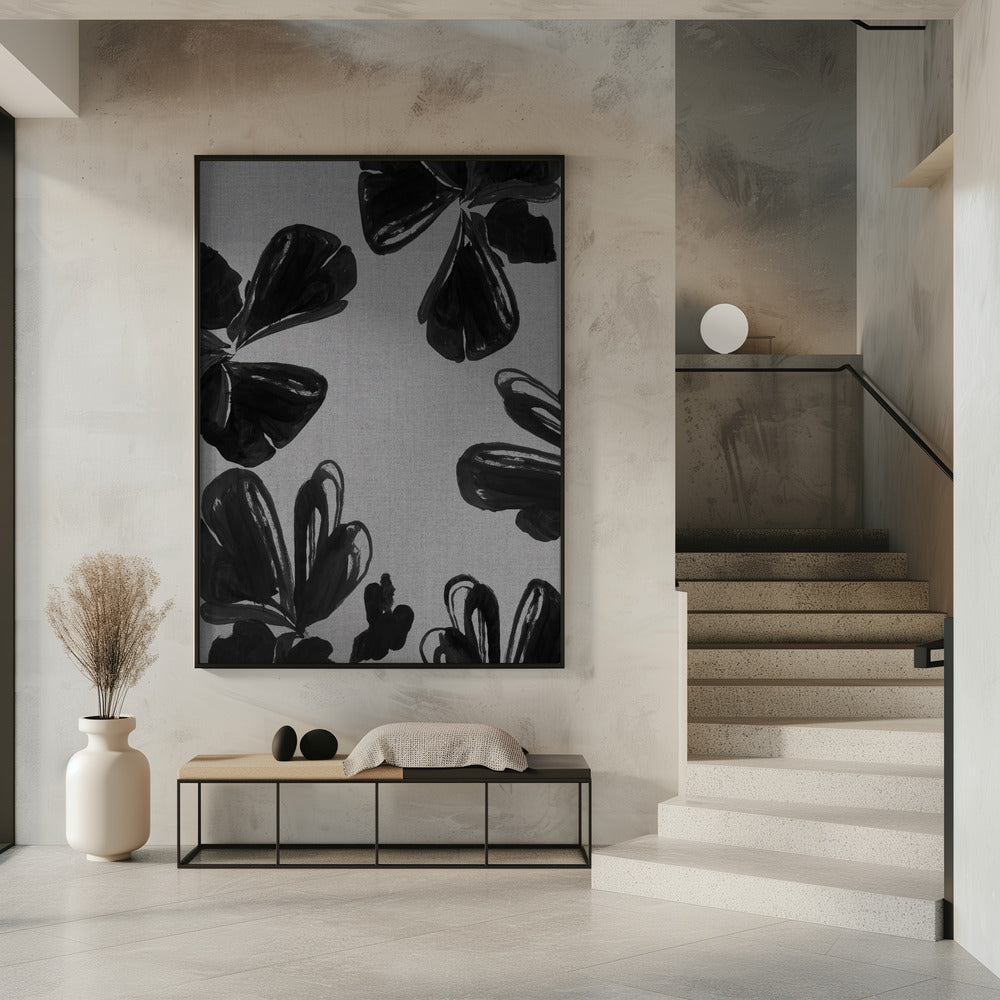 Schwarzes Blumenmuster 5 | Poster