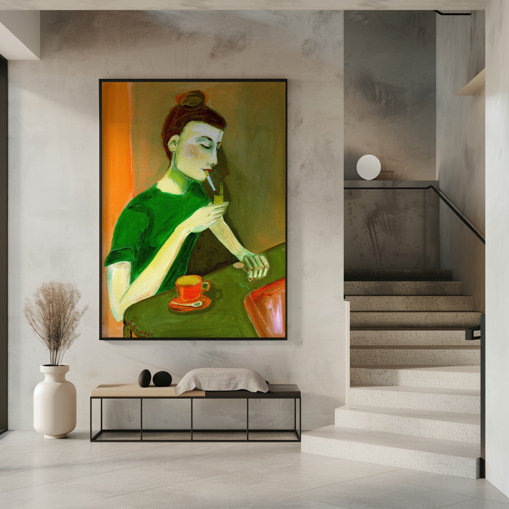 Dame zündet Zigarette an | Poster