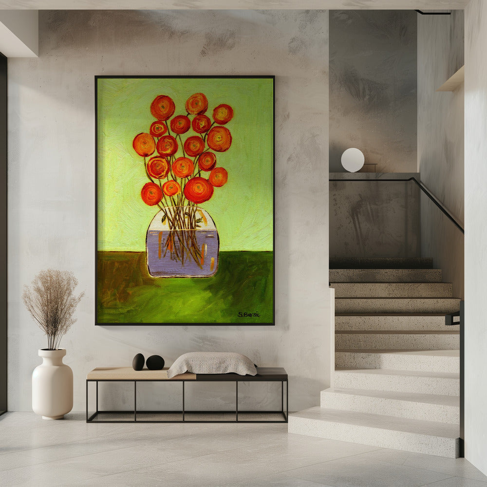 Mohnblumen in der Vase, helle Version | Poster