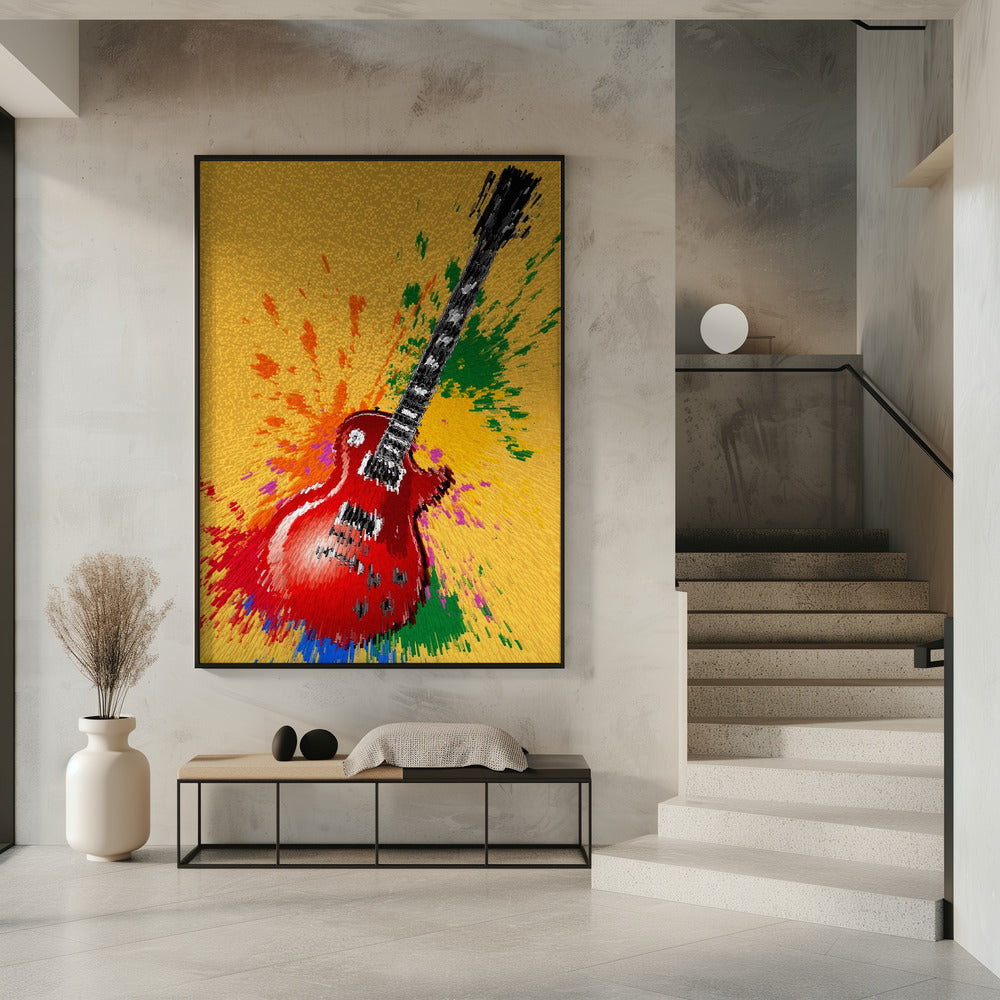 E-Gitarre Pop Art Explodierendes Poster