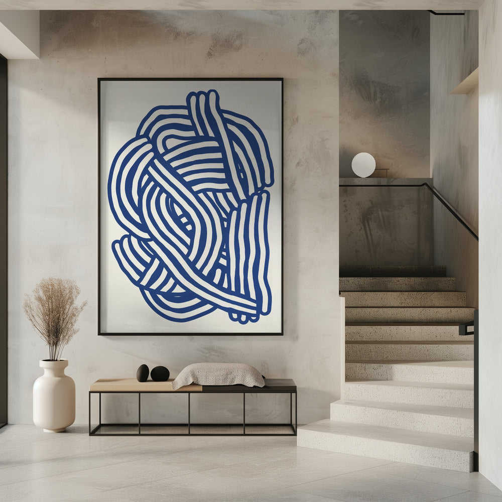 Organische Linienkunstform in Blau | Poster